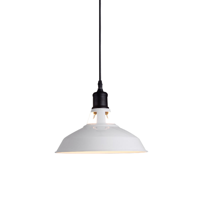 White 1 Bulb Ceiling Pendant Retro Stylish Metal Barn Lampshade Suspended Light with Adjustable Cord, 10.5
