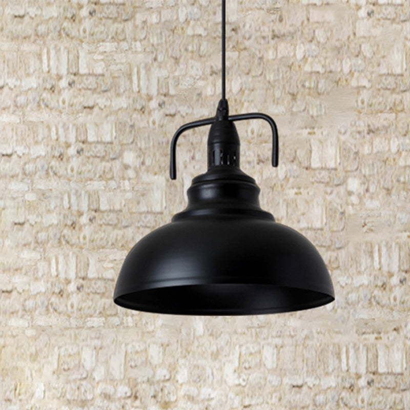 Black Dome Shade Ceiling Pendant Industrial Metal 11.5