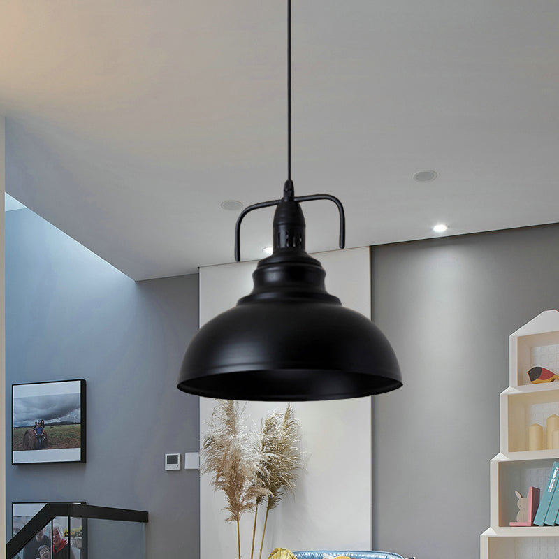 Black Dome Shade Ceiling Pendant Industrial Metal 11.5