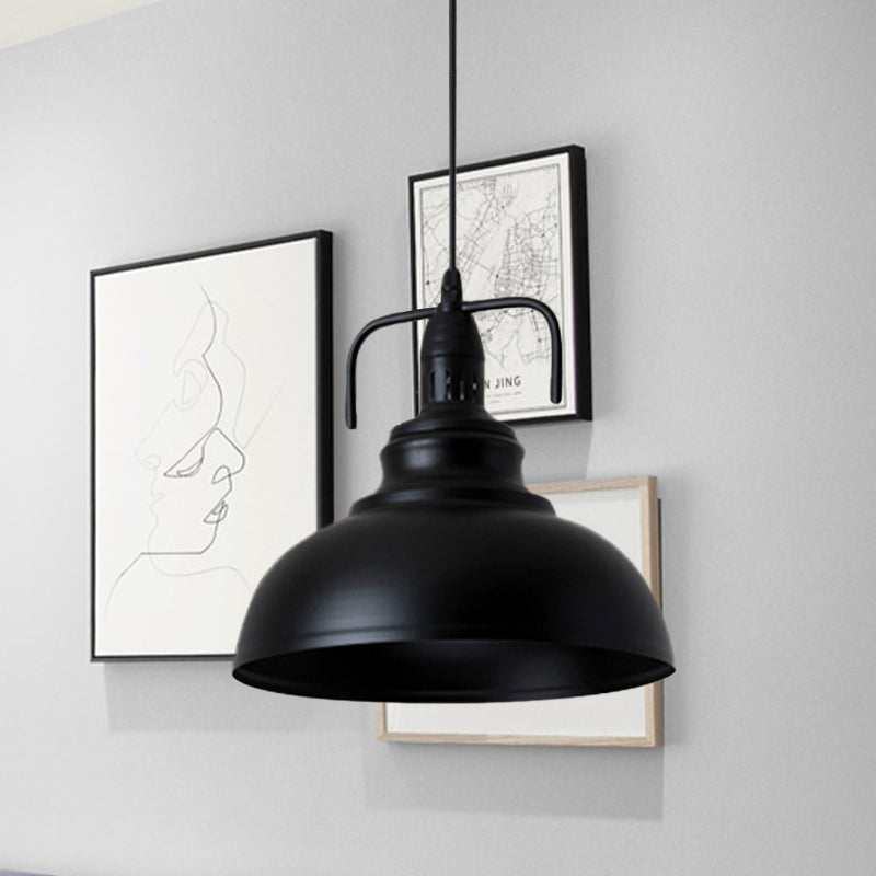 Black Dome Shade Ceiling Pendant Industrial Metal 11.5