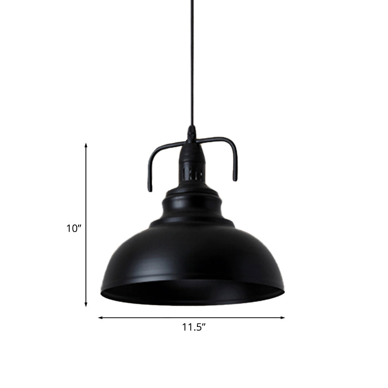 Black Dome Shade Ceiling Pendant Industrial Metal 11.5