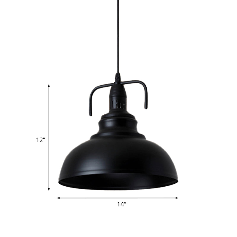 Black Dome Shade Ceiling Pendant Industrial Metal 11.5