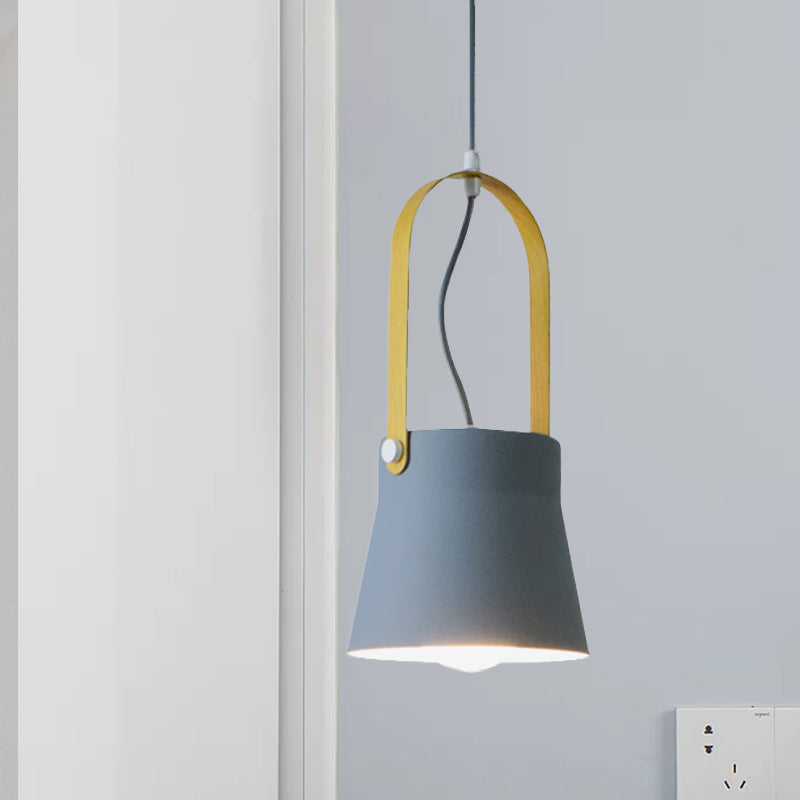 1 Bulb Hanging Lamp with Cone Shade Metal Industrial Stylish Restaurant Pendant Lamp in Grey/Black/White Grey Clearhalo 'Ceiling Lights' 'Modern Pendants' 'Modern' 'Pendant Lights' 'Pendants' Lighting' 773706