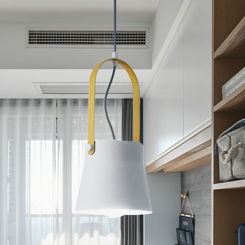 1 Bulb Hanging Lamp with Cone Shade Metal Industrial Stylish Restaurant Pendant Lamp in Grey/Black/White White Clearhalo 'Ceiling Lights' 'Modern Pendants' 'Modern' 'Pendant Lights' 'Pendants' Lighting' 773715