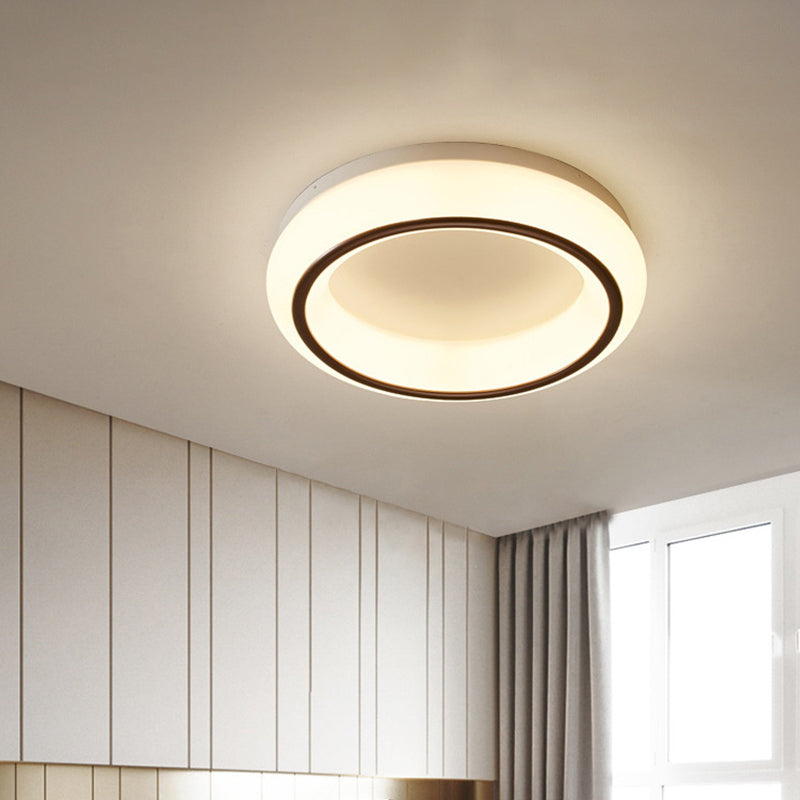 Simple Hoop Acrylic Flush Mount LED Surface Ceiling Lamp in Black and White for Bedroom White Clearhalo 'Ceiling Lights' 'Close To Ceiling Lights' 'Close to ceiling' 'Flush mount' Lighting' 781287