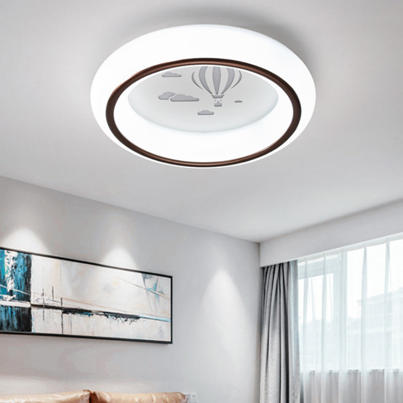 Circular Flush Mount Ceiling Light Nordic Acrylic White LED Flushmount with Elk/Star/Hot Air Balloon Pattern White Hot Air Balloon Clearhalo 'Ceiling Lights' 'Close To Ceiling Lights' 'Close to ceiling' 'Flush mount' Lighting' 781295