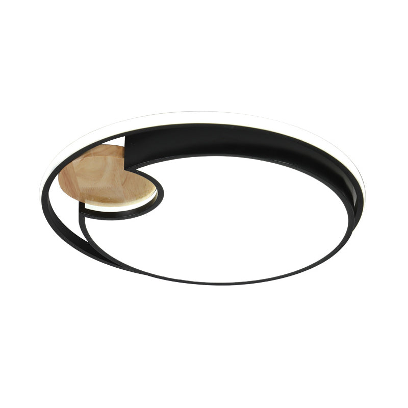 Thin Round Acrylic Flush Mount Simplicity Black LED Ceiling Light in Black with Wood Accent Clearhalo 'Ceiling Lights' 'Close To Ceiling Lights' 'Close to ceiling' 'Flush mount' Lighting' 781358