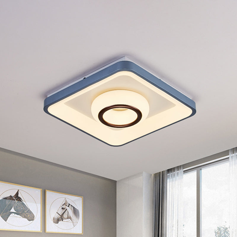 Triangle/Bubble/Circle Flush Mount Lamp Modern Acrylic Blue-White LED Ceiling Light with Square Frame Blue-White Circle Clearhalo 'Ceiling Lights' 'Close To Ceiling Lights' 'Close to ceiling' 'Flush mount' Lighting' 781438