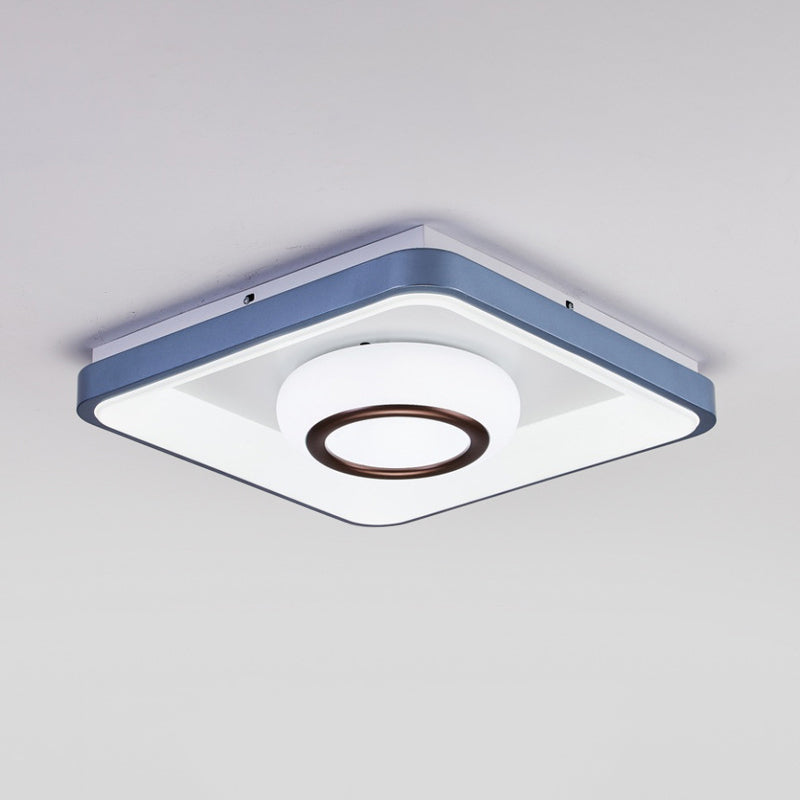 Triangle/Bubble/Circle Flush Mount Lamp Modern Acrylic Blue-White LED Ceiling Light with Square Frame Clearhalo 'Ceiling Lights' 'Close To Ceiling Lights' 'Close to ceiling' 'Flush mount' Lighting' 781440