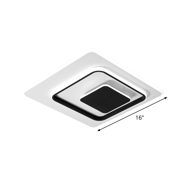 Ultra-Thin Triple Square Flush Light Simplicity Acrylic Black and White 16