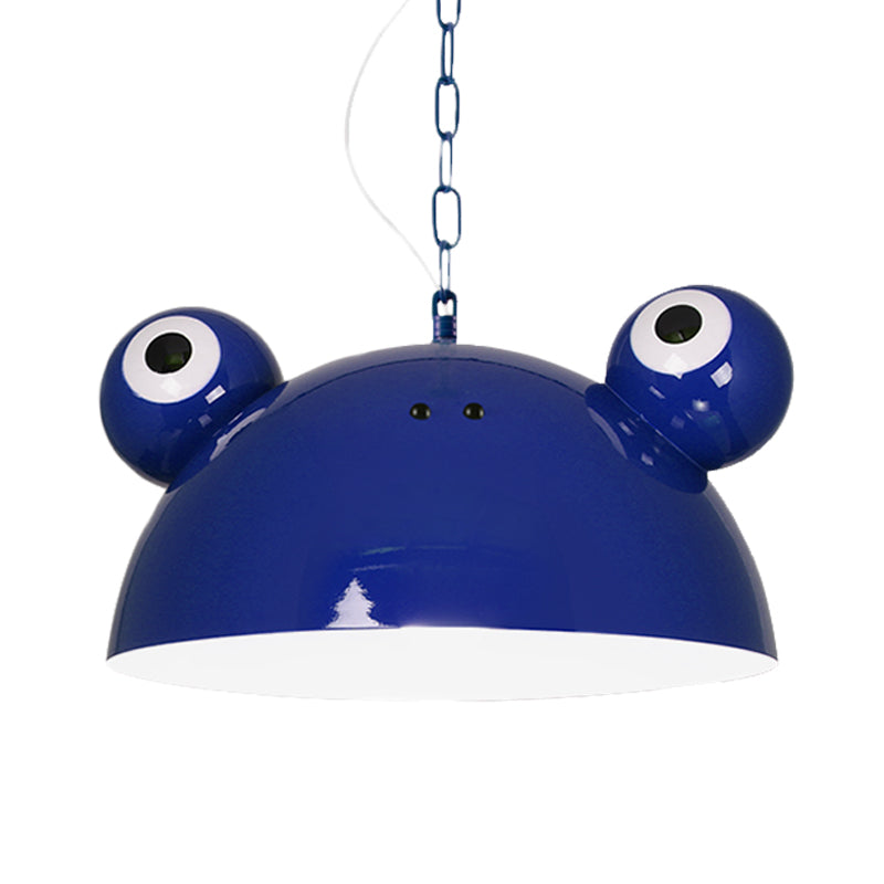 Frog Kindergarten Ceiling Pendant Iron 1 Bulb Kids Style Hanging Lamp Kit in Red/Blue/Green Clearhalo 'Ceiling Lights' 'Pendant Lights' 'Pendants' Lighting' 781611