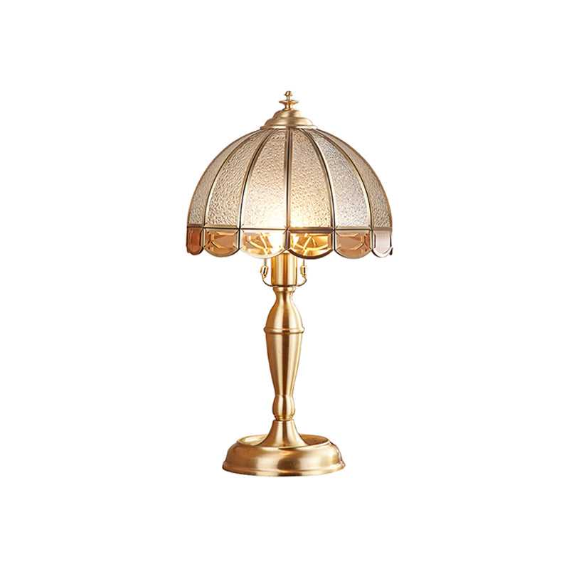 Vintage Domed Table Light 1 Light Water Glass Nightstand Lamp in Brass for Living Room Clearhalo 'Lamps' 'Table Lamps' Lighting' 782104