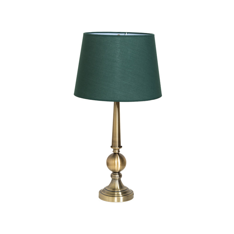 Drum Fabric Table Lighting Countryside 1 Light Living Room Night Lamp in Green with Ball Base Clearhalo 'Lamps' 'Table Lamps' Lighting' 785387