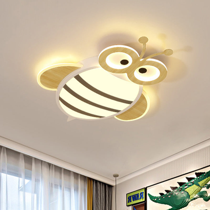 White/Pink/Blue Honeybee Flush Mount Cartoon Iron LED Ceiling Light Fixture for Kids Bedroom White Clearhalo 'Ceiling Lights' 'Close To Ceiling Lights' 'Close to ceiling' 'Flush mount' Lighting' 785565