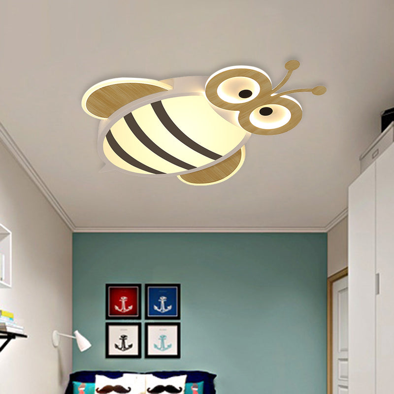 White/Pink/Blue Honeybee Flush Mount Cartoon Iron LED Ceiling Light Fixture for Kids Bedroom Clearhalo 'Ceiling Lights' 'Close To Ceiling Lights' 'Close to ceiling' 'Flush mount' Lighting' 785567