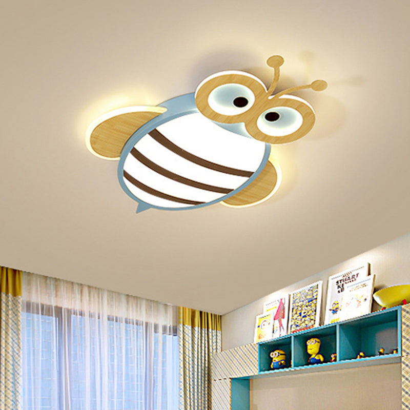 White/Pink/Blue Honeybee Flush Mount Cartoon Iron LED Ceiling Light Fixture for Kids Bedroom Clearhalo 'Ceiling Lights' 'Close To Ceiling Lights' 'Close to ceiling' 'Flush mount' Lighting' 785571