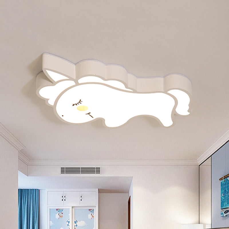 White Unicorn LED Ceiling Mount Light Cartoon Acrylic LED Flush-Mount Light Fixture for Nursery White Clearhalo 'Ceiling Lights' 'Close To Ceiling Lights' 'Close to ceiling' 'Flush mount' Lighting' 787026