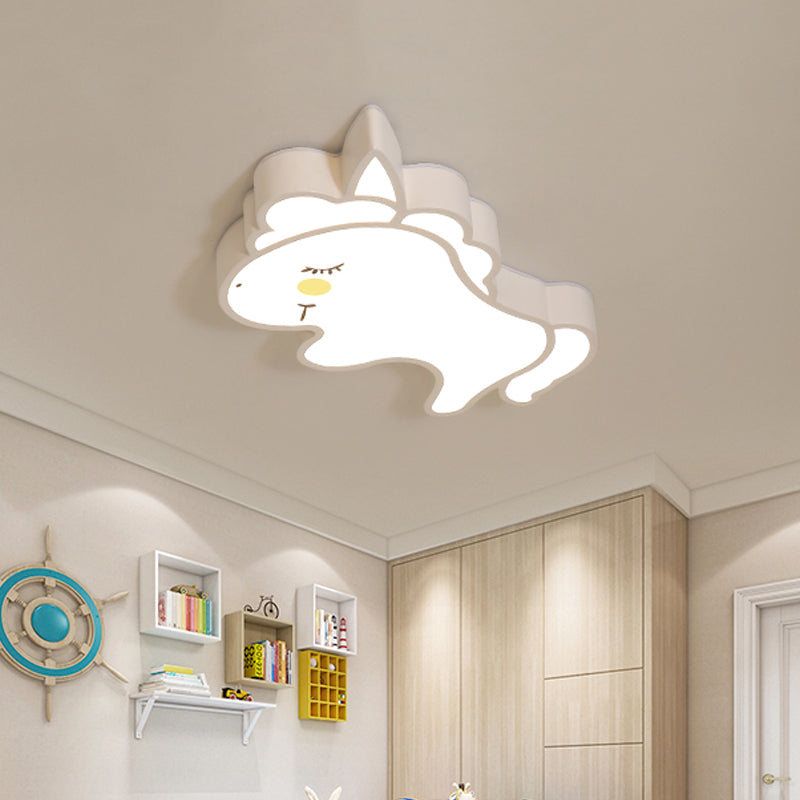 White Unicorn LED Ceiling Mount Light Cartoon Acrylic LED Flush-Mount Light Fixture for Nursery Clearhalo 'Ceiling Lights' 'Close To Ceiling Lights' 'Close to ceiling' 'Flush mount' Lighting' 787027