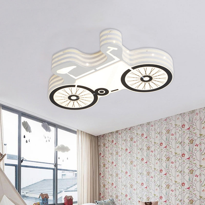 Bicycle Child Dormitory Flushmount Iron Kids LED Close to Ceiling Light with Recessed Diffuser in White Clearhalo 'Ceiling Lights' 'Close To Ceiling Lights' 'Close to ceiling' 'Flush mount' Lighting' 787060_27bc7f48-f5d9-41e2-9a16-a44ebdcb2855