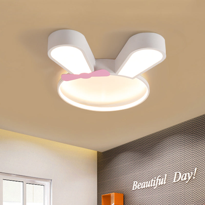 Cartoon Integrated LED Ceiling Flush White Bunny Outline Flush Mount Recessed Lighting with Acrylic Shade, Warm/White Light White Clearhalo 'Ceiling Lights' 'Close To Ceiling Lights' 'Close to ceiling' 'Flush mount' Lighting' 787088