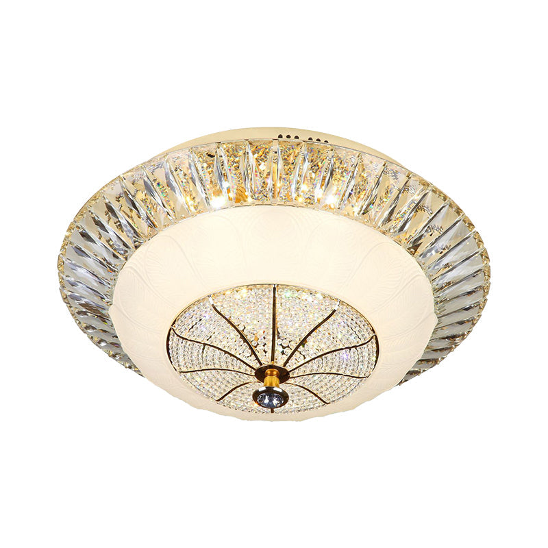 White Bowl Shade Ceiling Mounted Light Contemporary Crystal 16