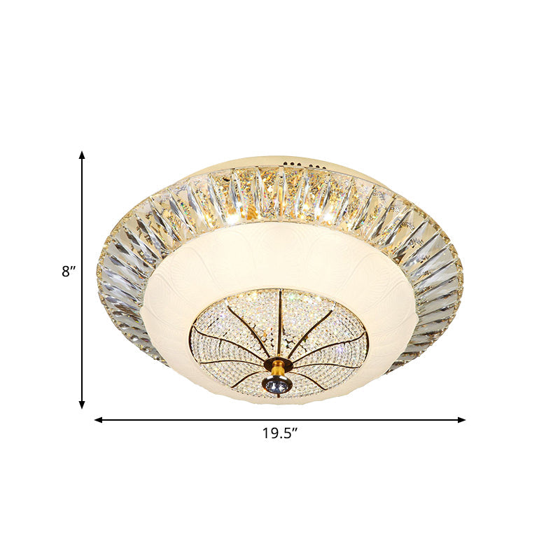 White Bowl Shade Ceiling Mounted Light Contemporary Crystal 16