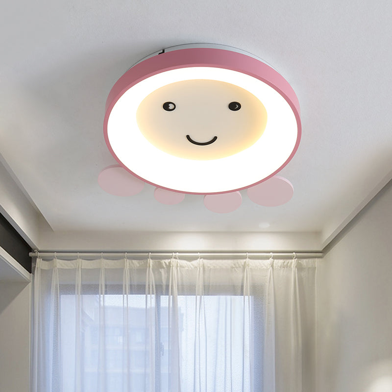 Nursery School LED Ceiling Lamp Kids Pink/Blue Flush Mount Light with Octopus Acrylic Shade Clearhalo 'Ceiling Lights' 'Close To Ceiling Lights' 'Close to ceiling' 'Flush mount' Lighting' 787102