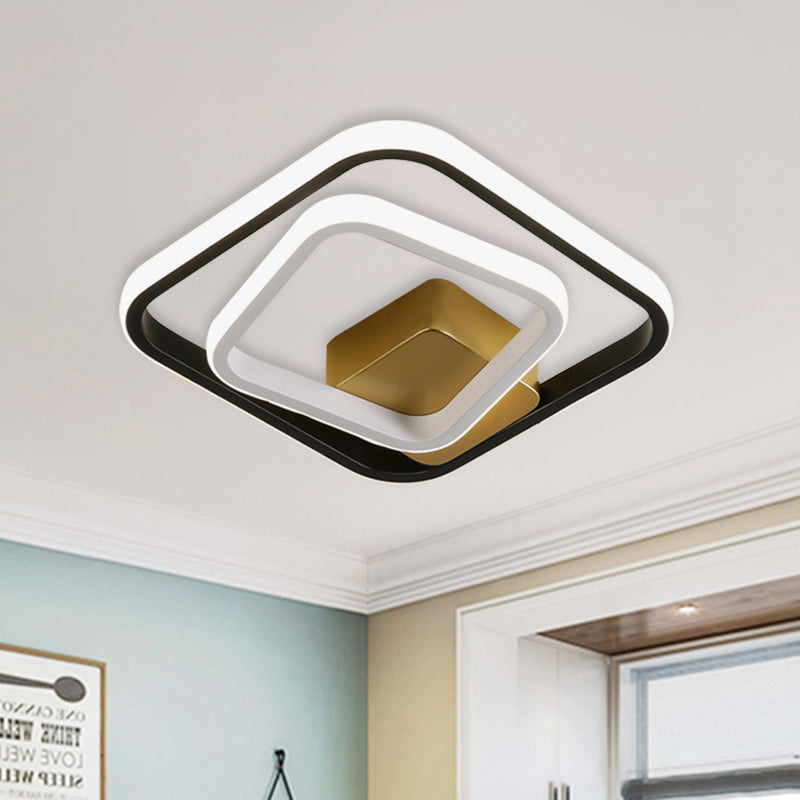 White and Black Round/Square Ring Flushmount Minimalist LED Acrylic Flush Mount Ceiling Light Fixture Black-White Square Plate Clearhalo 'Ceiling Lights' 'Close To Ceiling Lights' 'Close to ceiling' 'Flush mount' Lighting' 787476