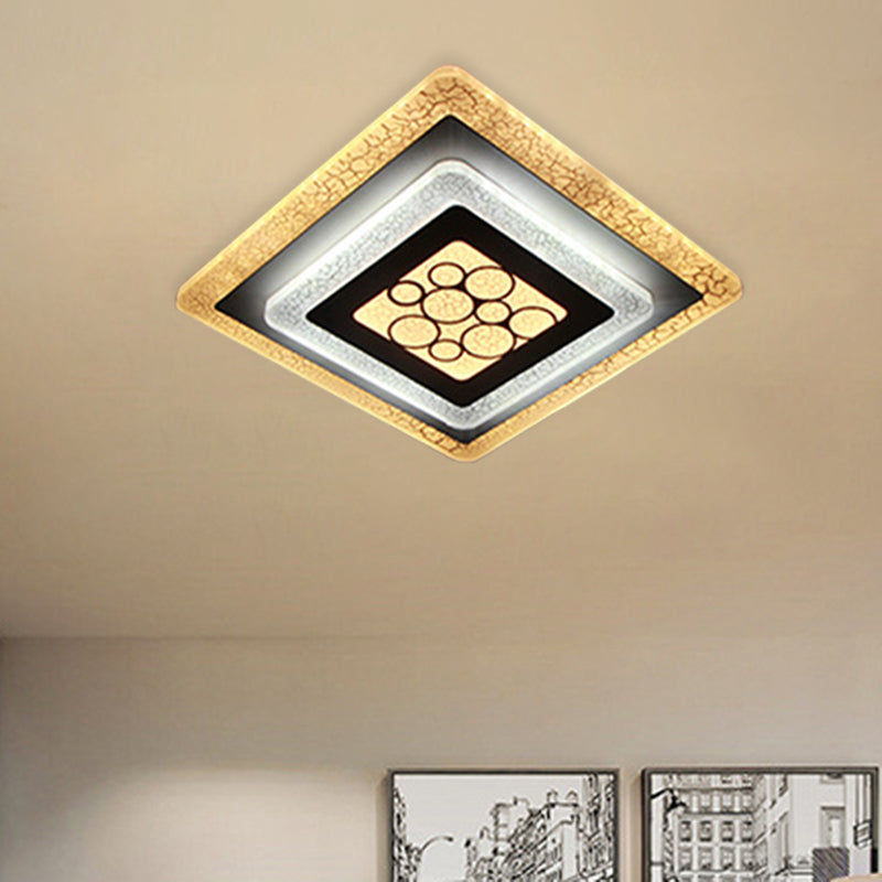 White-Black Rhombus Flushmount Light Modern LED Acrylic Ceiling Flush with Crackle Design Clearhalo 'Ceiling Lights' 'Close To Ceiling Lights' 'Close to ceiling' 'Flush mount' Lighting' 787530