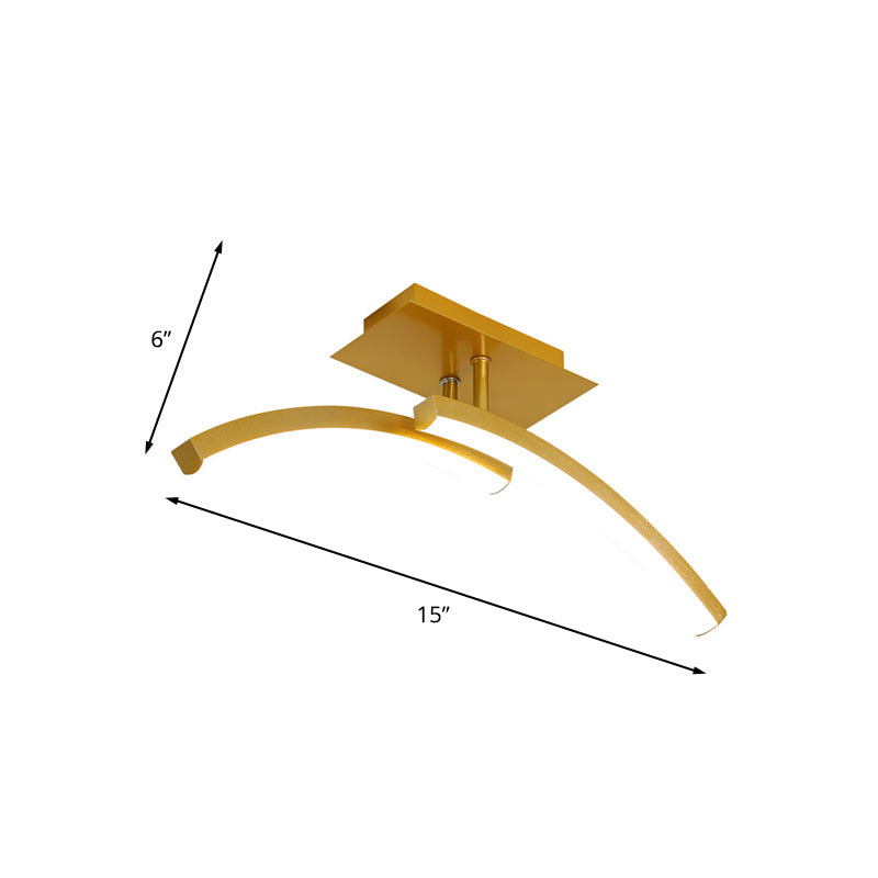 Minimal Dual Arc Semi Flush Mount Lamp Acrylic LED Corridor Flush Lighting in Gold, Warm/White Light Clearhalo 'Ceiling Lights' 'Close To Ceiling Lights' 'Close to ceiling' 'Semi-flushmount' Lighting' 787646