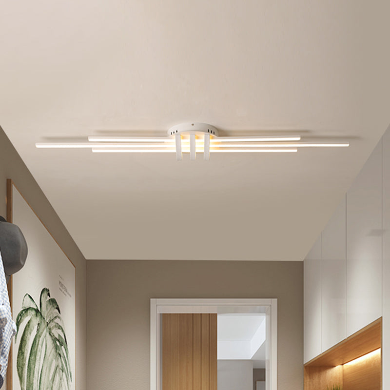 White/Black Slim Linear Flush Light Fixture Simple LED Acrylic Flush Mount Ceiling Lamp over Table Clearhalo 'Ceiling Lights' 'Close To Ceiling Lights' 'Close to ceiling' 'Flush mount' Lighting' 787652