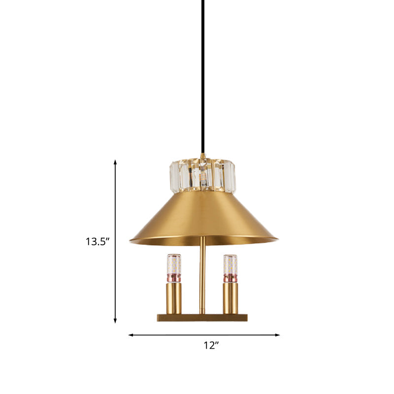 Brass House Suspension Pendant Light Simple Crystal Embedded 1-Light Bedroom Hanging Lamp Kit Clearhalo 'Ceiling Lights' 'Modern Pendants' 'Modern' 'Pendant Lights' 'Pendants' Lighting' 787975