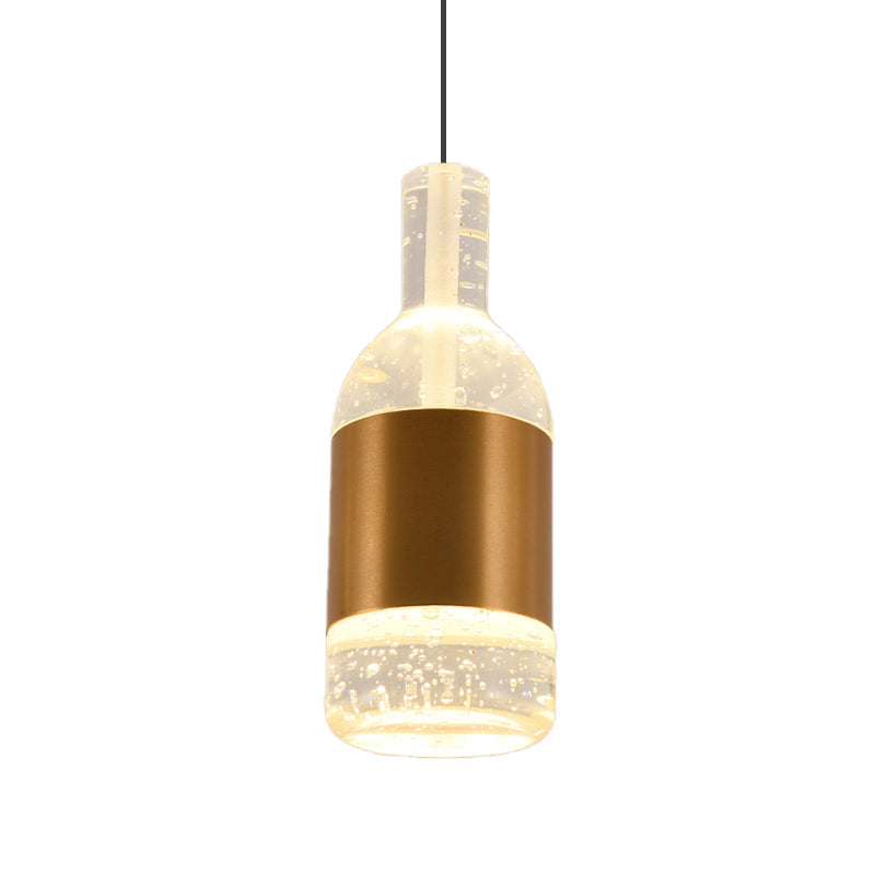 Bottle/Wine Cup Water Crystal Ceiling Pendant Decorative Dining Table LED Suspension Light in Gold Clearhalo 'Ceiling Lights' 'Pendant Lights' 'Pendants' Lighting' 787988