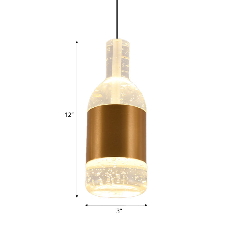 Bottle/Wine Cup Water Crystal Ceiling Pendant Decorative Dining Table LED Suspension Light in Gold Clearhalo 'Ceiling Lights' 'Pendant Lights' 'Pendants' Lighting' 787989