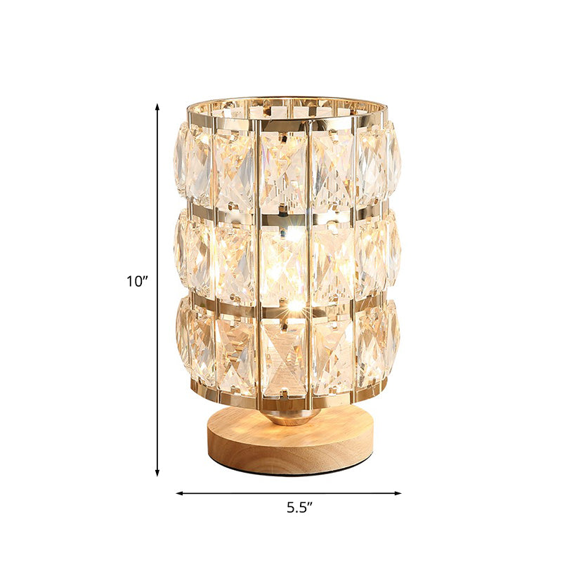 1-Bulb Cup Shape Nightstand Lamp Modern Style Gold Beveled Crystal Encrusted Table Light Clearhalo 'Lamps' 'Table Lamps' Lighting' 788052