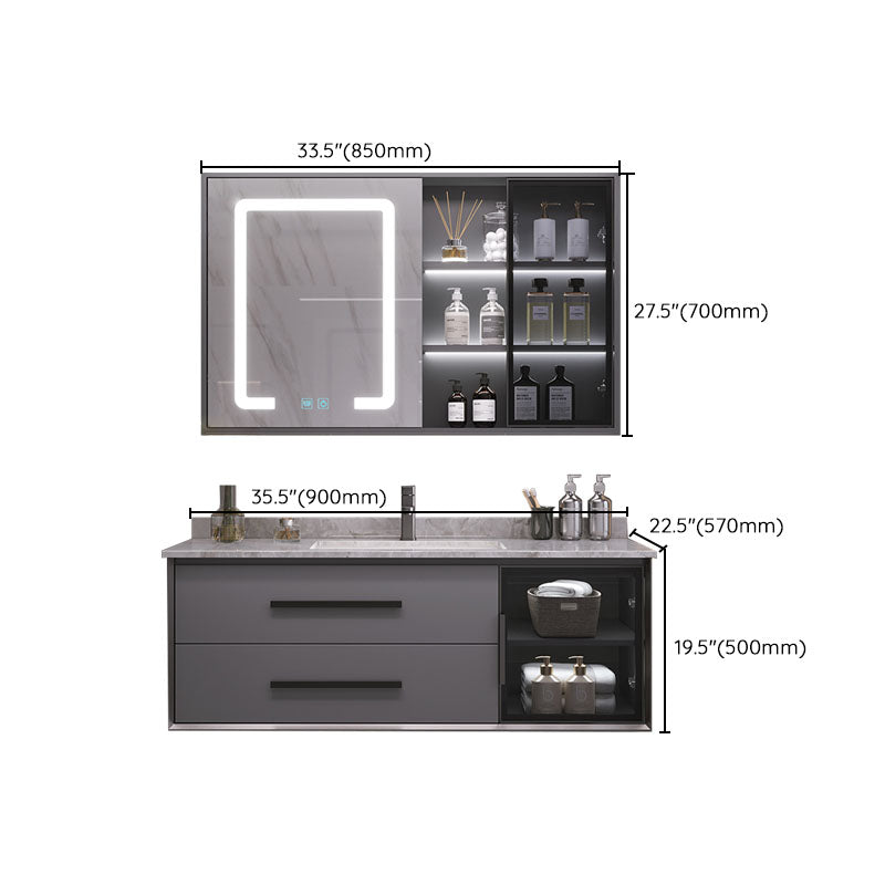 Wall Mount Mirror Included Bath Vanity with Faucet Drawers for Bathroom Clearhalo 'Bathroom Remodel & Bathroom Fixtures' 'Bathroom Vanities' 'bathroom_vanities' 'Home Improvement' 'home_improvement' 'home_improvement_bathroom_vanities' 7905365