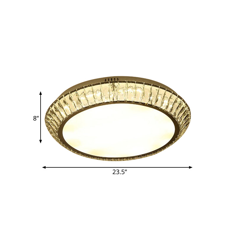 Beveled Inlaid Crystal Round Flushmount Minimalist Living Room 23.5