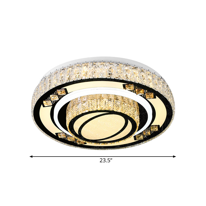 Tiered Round Bedroom Ceiling Flush Modern Crystal Chrome Finish LED Flush Mount Lighting Clearhalo 'Ceiling Lights' 'Close To Ceiling Lights' 'Close to ceiling' 'Flush mount' Lighting' 790615