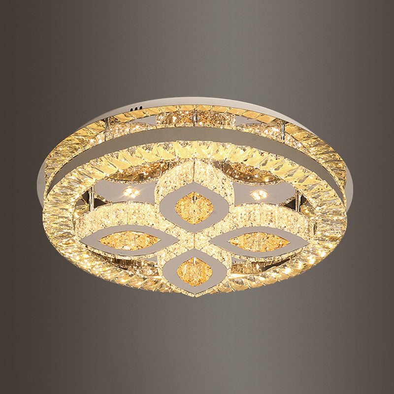 Clover/Star Bedroom Semi Mount Lighting Modernism Crystal Chrome LED Flush Ceiling Light Clearhalo 'Ceiling Lights' 'Close To Ceiling Lights' 'Close to ceiling' 'Semi-flushmount' Lighting' 790639