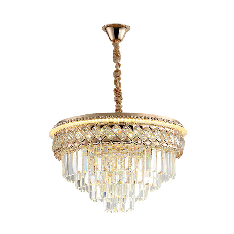 Modern Tiers Chandelier Crystal Prism LED Hanging Pendant Light with Rose Gold Trim Clearhalo 'Ceiling Lights' 'Chandeliers' Lighting' options 791139