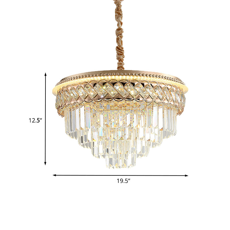 Modern Tiers Chandelier Crystal Prism LED Hanging Pendant Light with Rose Gold Trim Clearhalo 'Ceiling Lights' 'Chandeliers' Lighting' options 791141