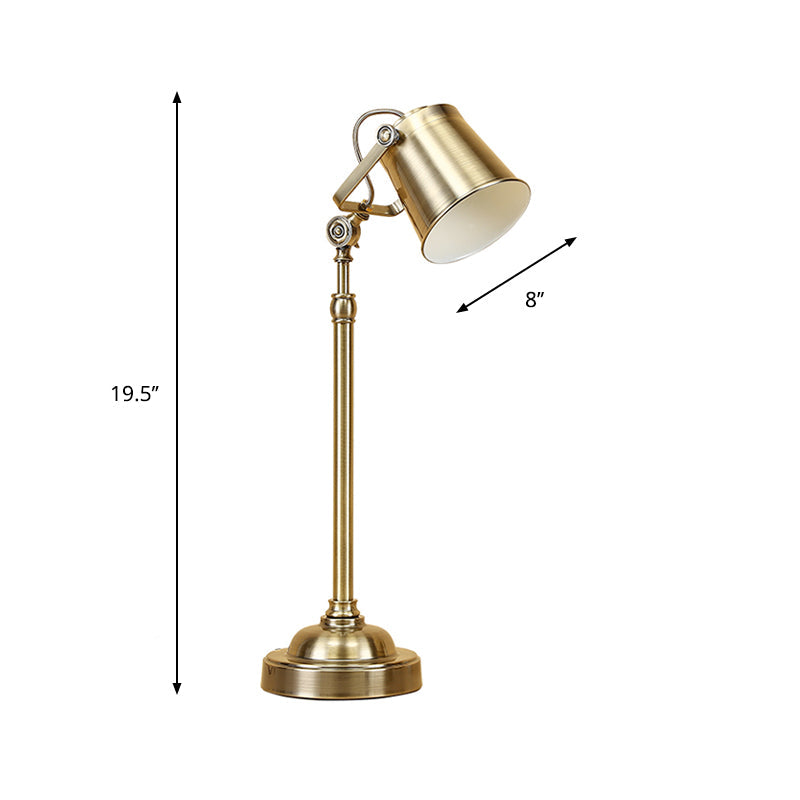 1-Light Swivel Shade Bucket Table Lamp Antique Gold Metal Nightstand Light for Living Room Clearhalo 'Lamps' 'Table Lamps' Lighting' 791359