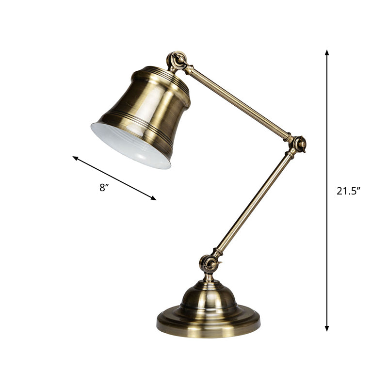 Trumpet Shade Study Desk Reading Lamp Vintage Metal Single Gold Finish Task Light with Adjustable Arm Clearhalo 'Lamps' 'Table Lamps' Lighting' 791363