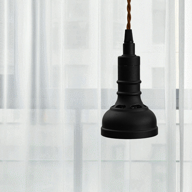 Iron Black Suspension Pendant Light Torchlight 1 Bulb Industrial Hanging Lamp Kit Black B Clearhalo 'Art Deco Pendants' 'Black' 'Cast Iron' 'Ceiling Lights' 'Ceramic' 'Crystal' 'Industrial Pendants' 'Industrial' 'Metal' 'Middle Century Pendants' 'Pendant Lights' 'Pendants' 'Rustic Pendants' 'Tiffany' Lighting' 791405