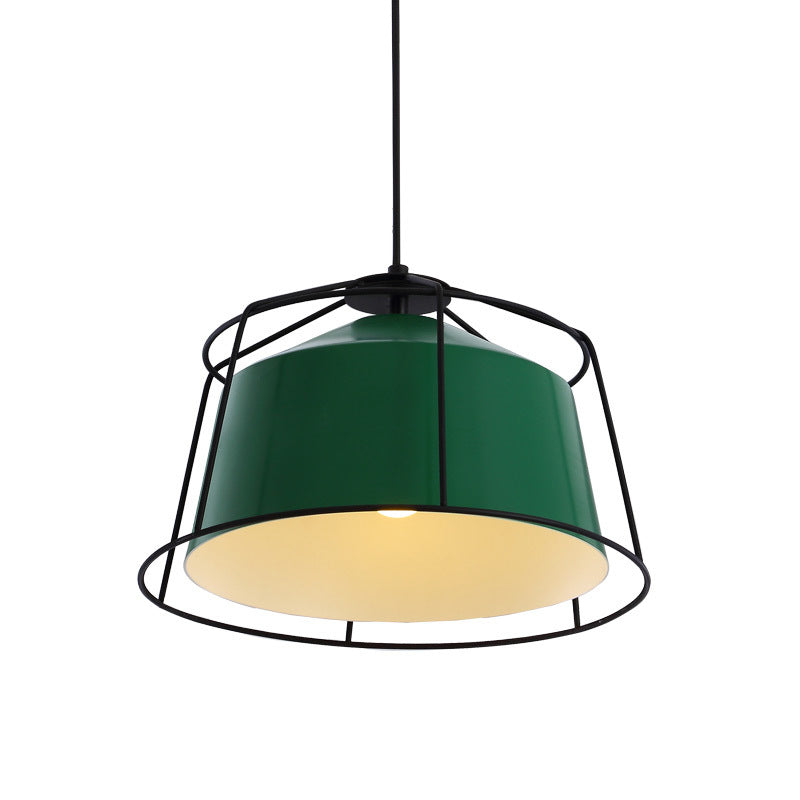 Green Barn Pendant Light Fixture Loft Aluminum 1 Light Living Room Down Lighting with Cage Guard Clearhalo 'Art Deco Pendants' 'Cast Iron' 'Ceiling Lights' 'Ceramic' 'Crystal' 'Industrial Pendants' 'Industrial' 'Metal' 'Middle Century Pendants' 'Pendant Lights' 'Pendants' 'Tiffany' Lighting' 791466