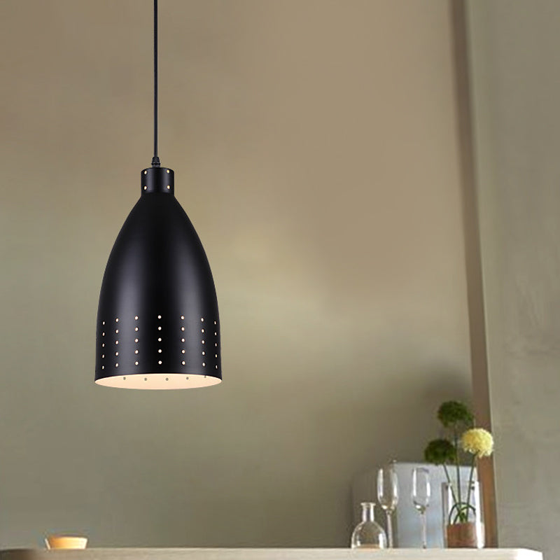 Black Etched Dome Pendant Lamp Farmhouse Aluminum 6.5