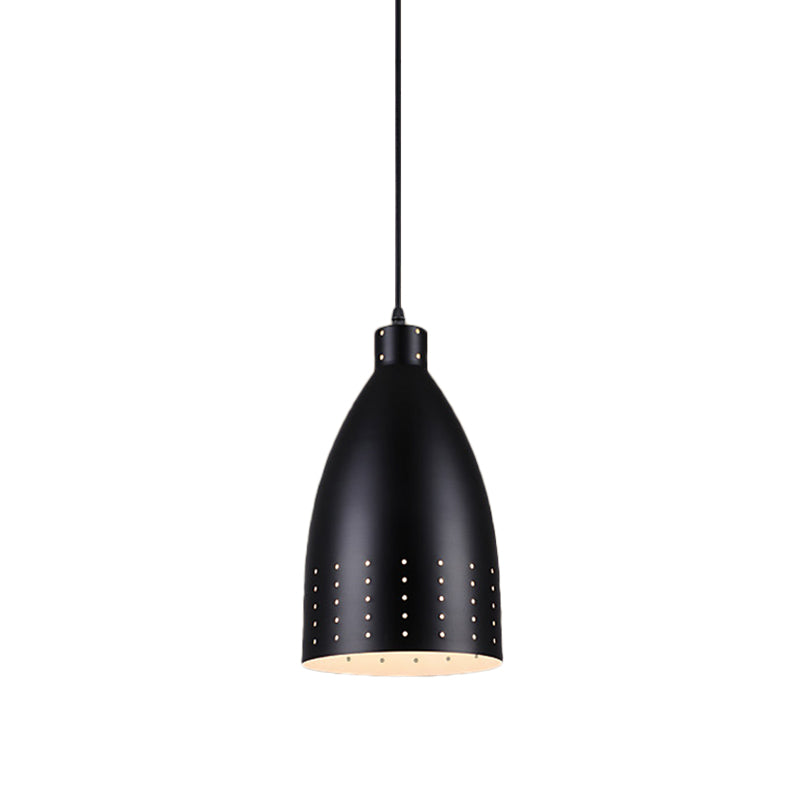 Black Etched Dome Pendant Lamp Farmhouse Aluminum 6.5