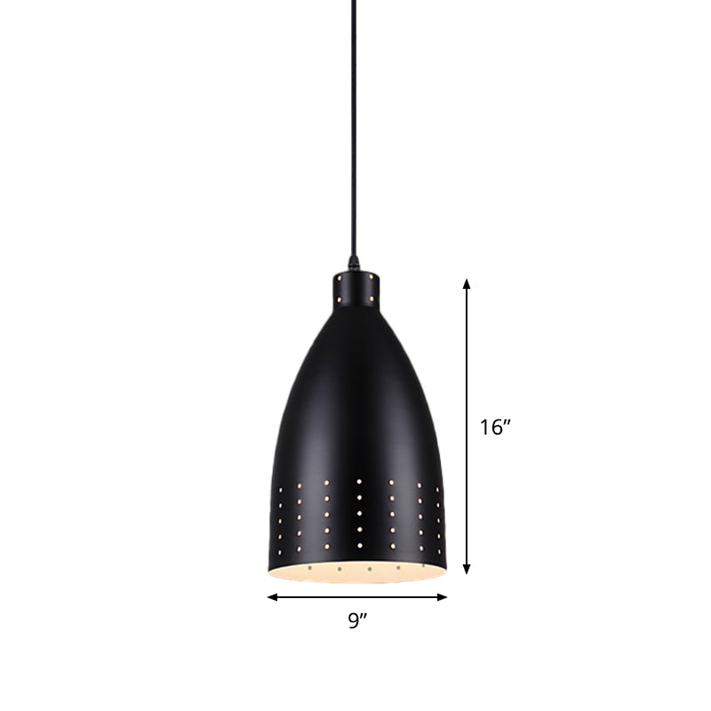 Black Etched Dome Pendant Lamp Farmhouse Aluminum 6.5