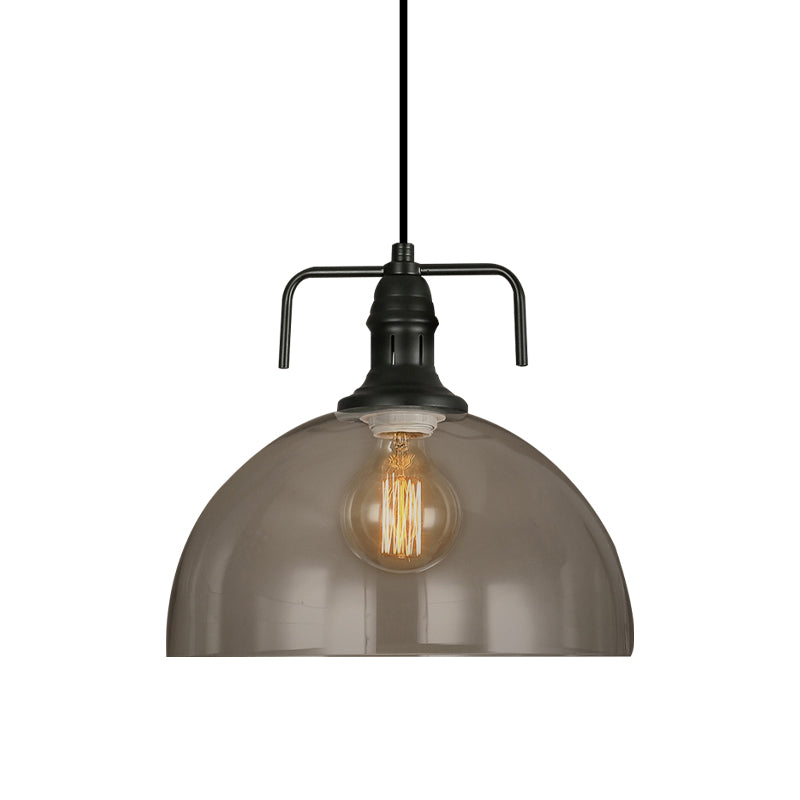 Vintage Dome Hanging Ceiling Light One Light Clear Glass Pendant Lighting in Black Clearhalo 'Art Deco Pendants' 'Cast Iron' 'Ceiling Lights' 'Ceramic' 'Crystal' 'Industrial Pendants' 'Industrial' 'Metal' 'Middle Century Pendants' 'Pendant Lights' 'Pendants' 'Tiffany' Lighting' 798935