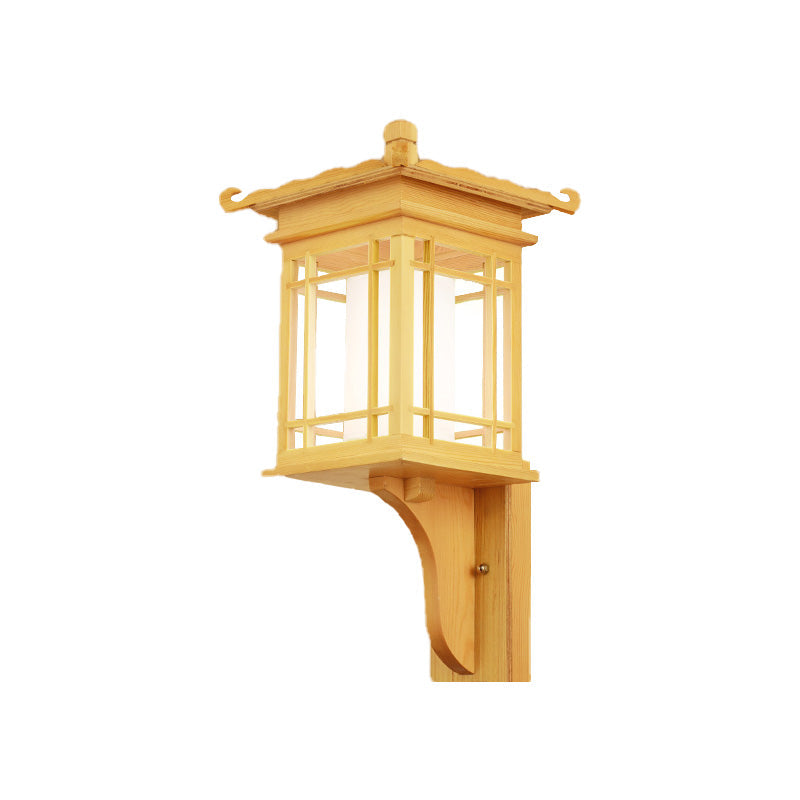 Wooden House Wall Sconce Light Fixture Asian Style Single Bulb Beige Wall Lamp Fixture for Restaurant Clearhalo 'Wall Lamps & Sconces' 'Wall Lights' Lighting' 800342